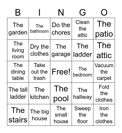 La casa (Oliver) Bingo Card