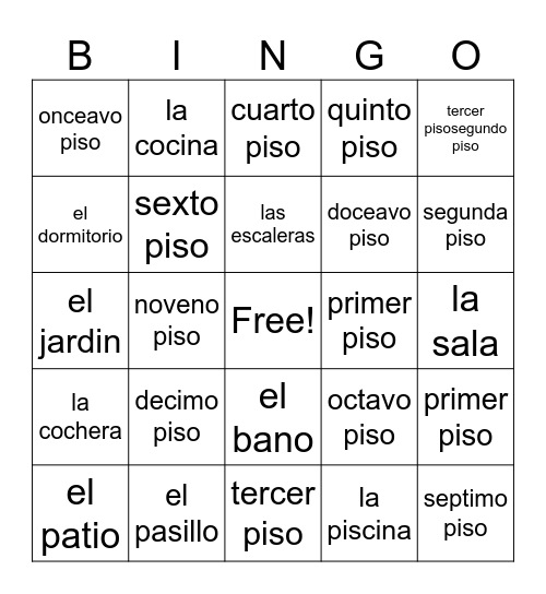 La Casa Bingo Card