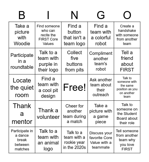 Created by the FIN Student Board Bingo Card