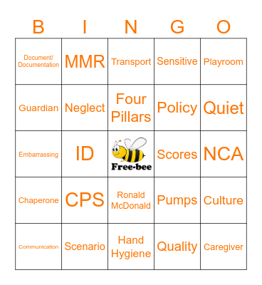 Buzzzzzz-Word Bingo Card