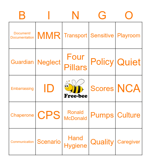 Buzzzzzz-Word Bingo Card