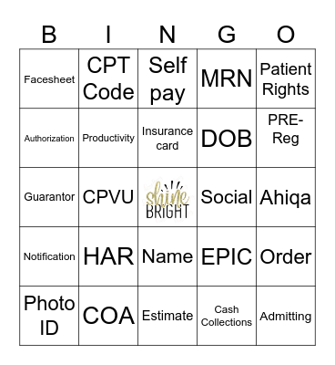 Admitting Week 2024 Bingo Card