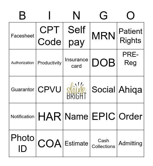 Admitting Week 2024 Bingo Card