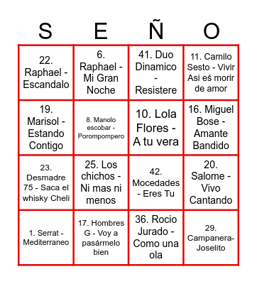 MayorRojo Bingo Card