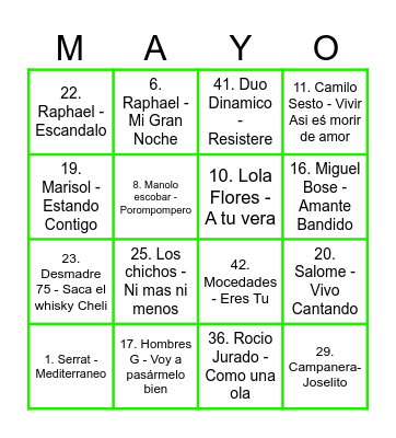 MayorVerde Bingo Card
