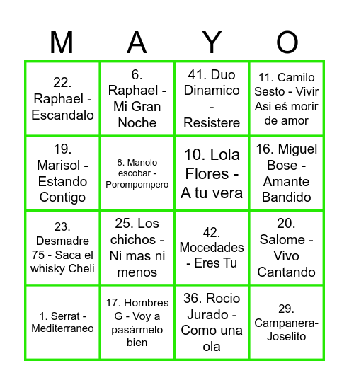 MayorVerde Bingo Card