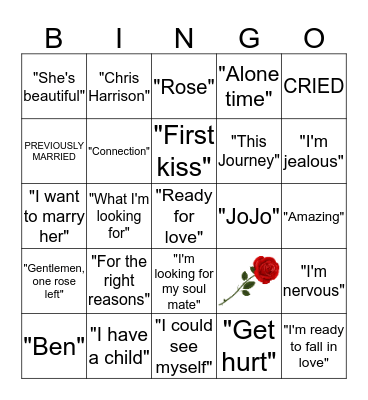 The Bachelorette Bingo Card