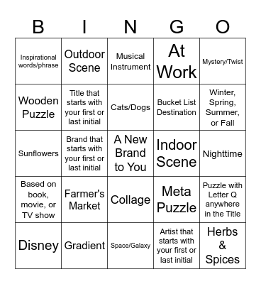 Orange County, CA Puzzler's Bingo 2024! Bingo Card