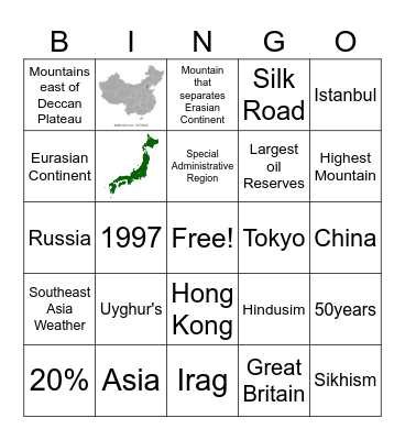 ASIA BINGO Card