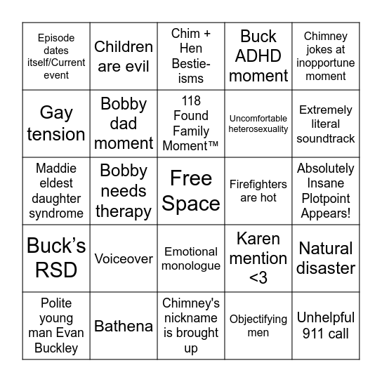 911 Bingo Card