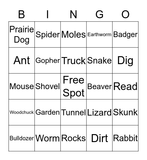 Dig Into Reading Bingo Card