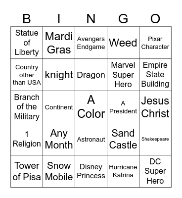 Infinite Craft Bingo Card