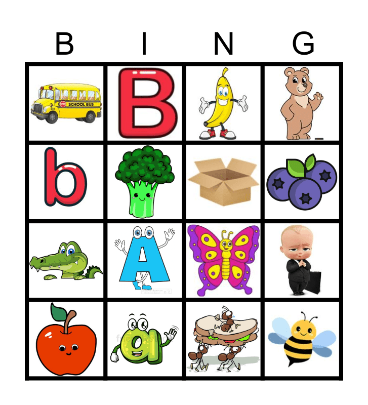 Aa Bb Bingo Card