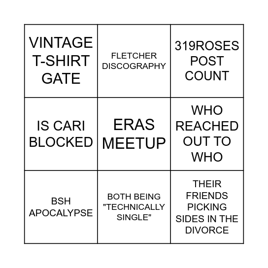 s(exes and o's) with my ex Bingo Card