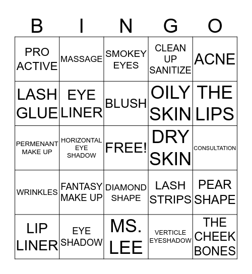 MAKE ME OVER  LEE Bingo Card