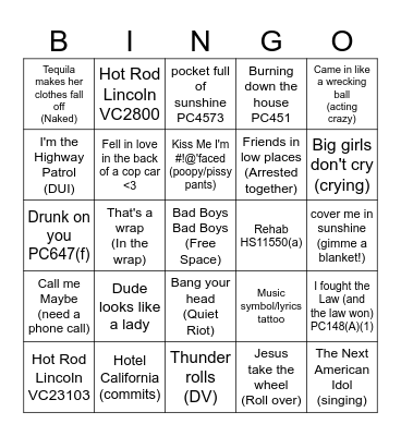 Booking Bingo Card