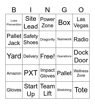 Amazon Safety Bingo Card