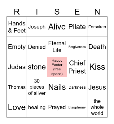 Happy Easter!        CHRIST IS.... Bingo Card