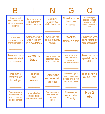 Network Bingo Card
