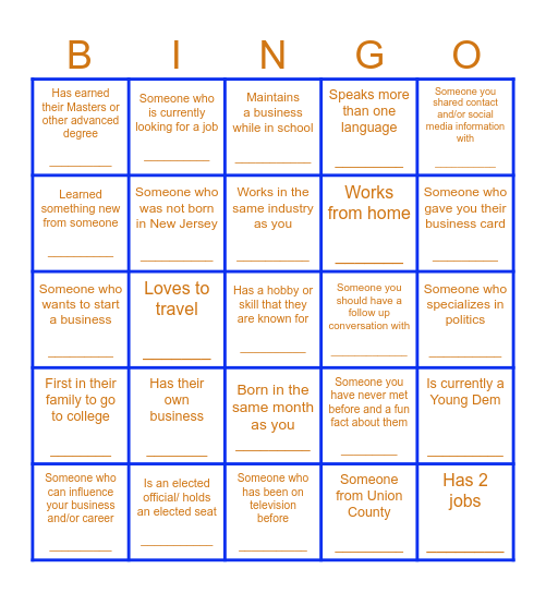 Network Bingo Card