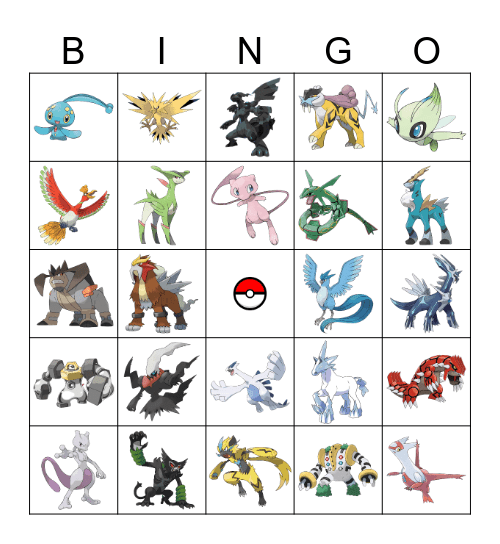 Hunter's Pokemon Bingo Card