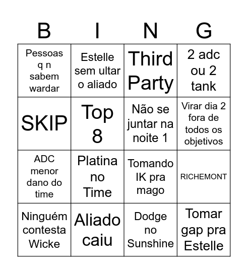 ERBS Bingo Card