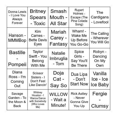 Bingo POP Bingo Card