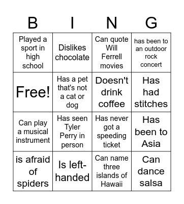 Find Someone Who... Bingo Card