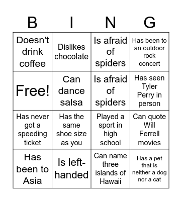 Find Someone Who... Bingo Card