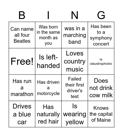 Find Someone Who... Bingo Card