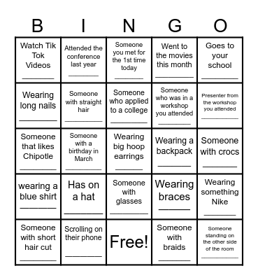 23rd Annual Empowering Young Women Conference Bingo Card
