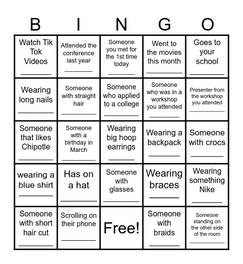 23rd Annual Empowering Young Women Conference Bingo Card