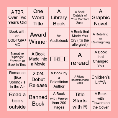 Spring Book Bingo Card