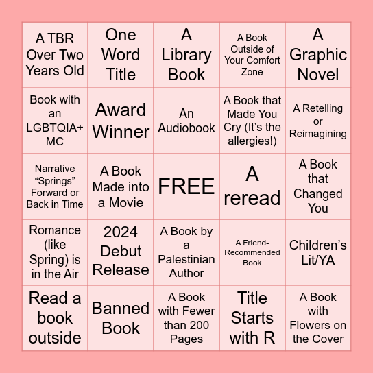 Spring Book Bingo Card