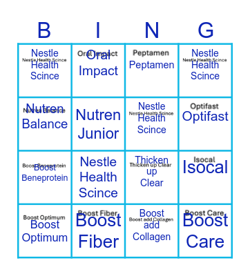 BINGO Nestle Health Scince Bingo Card