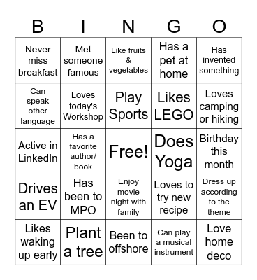 Dynamic BINGO Card