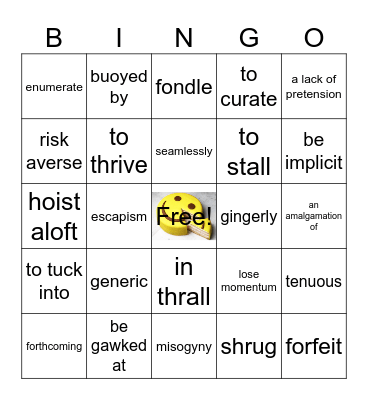 vocabulary bingo Card