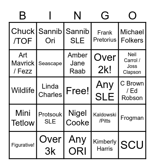 Stock Room Bingo Card