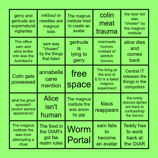 fada's tmagp bingo card Bingo Card