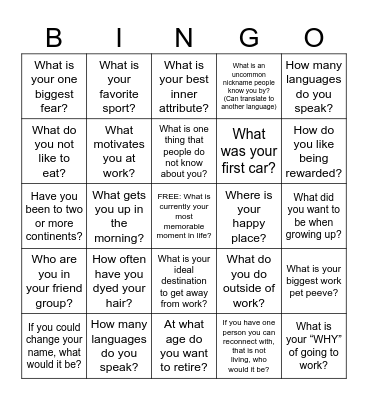 Operational Excellence Bingo Card