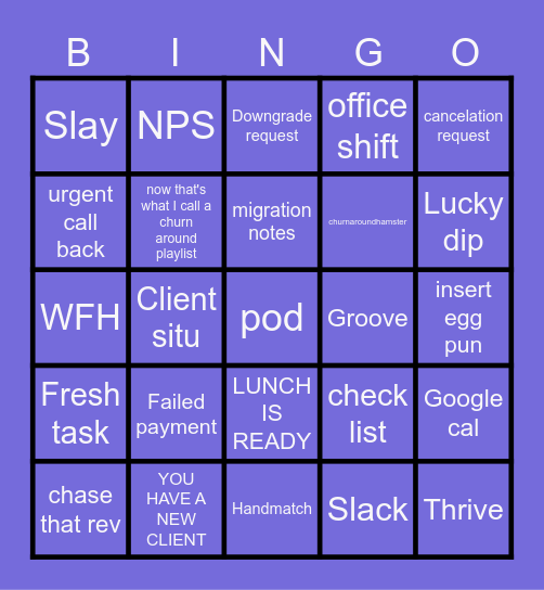 Client Happiness Bingo Card