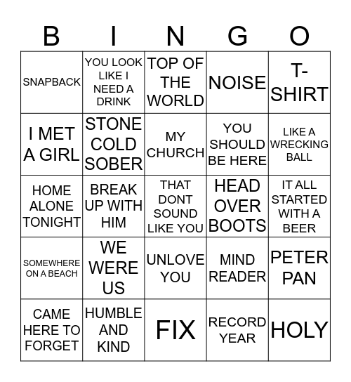 OVERPLAYED Bingo Card