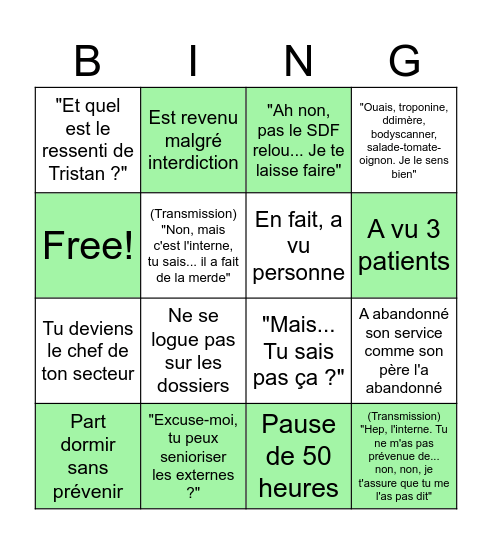 Bingo intérimaire Bingo Card