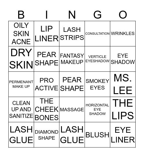 MAKE ME OVER    LEE Bingo Card