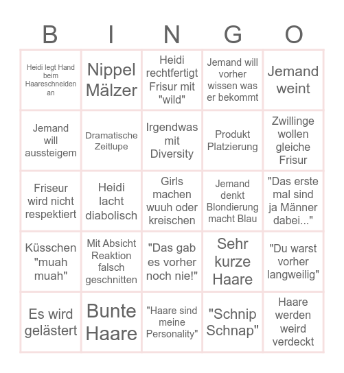 GNTM BINGO Card