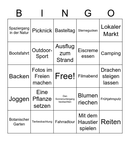 Frühlings-Bingo Card