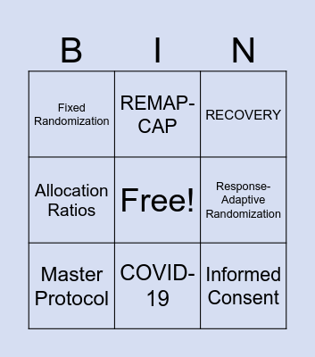 Platform Trials Bingo Card