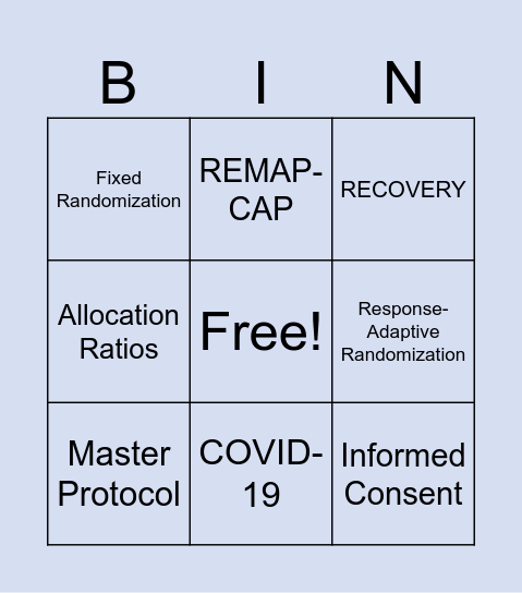 Platform Trials Bingo Card