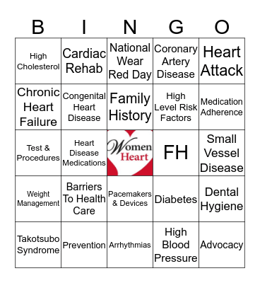 WomenHeart Bingo Card