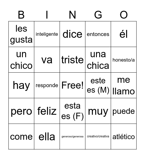 Cycle B, Unit 1 Bingo Card